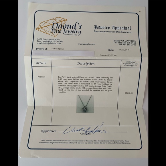 “HOST PICK” Vintage 14K White Gold Diamond Heart Necklace w/14K Chain - Picture 6 of 6